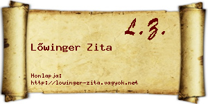 Lőwinger Zita névjegykártya